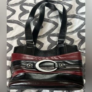 Chic Black and Burgundy Shoulder Bag